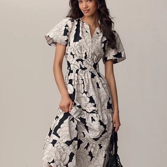 Anthropologie Dresses & Skirts - Anthropologie The Somerset Maxi Dress White Rose Floral Peony L Large